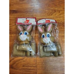Fibre Craft Brown BUNNY HEAD & PAWS #6908 Easter Rabbit‎ Vtg NOS  5.5" Lot of 2